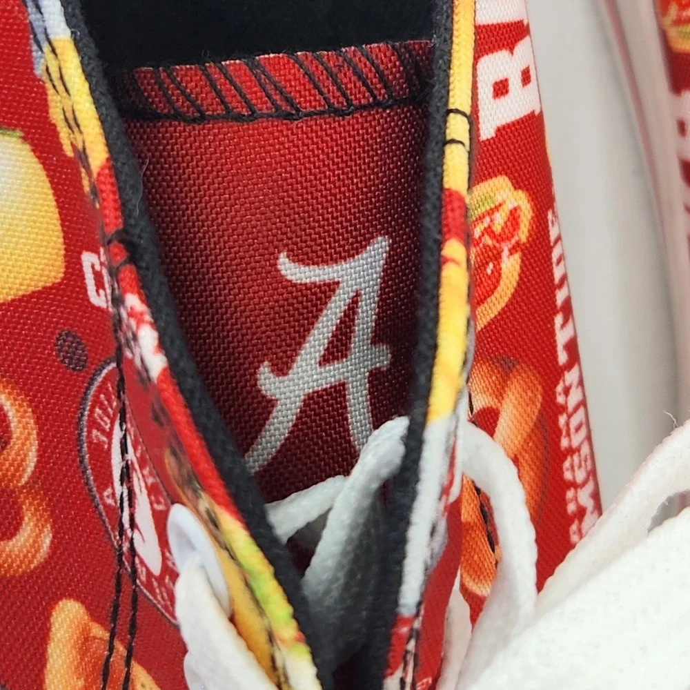 Alabama Crimson Tide FOCO Mens Size 10 Canvas‎ Sneakers Food Print Low Top Red